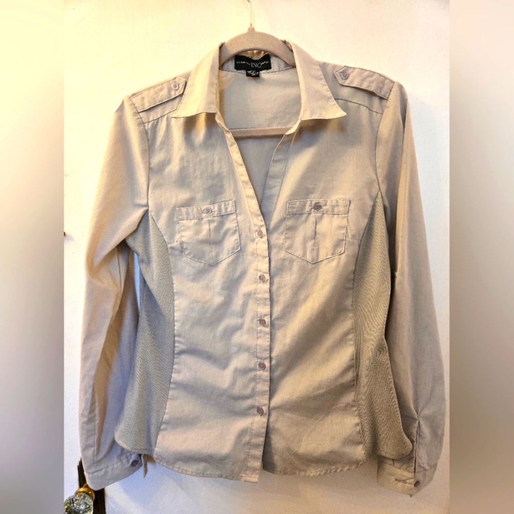 4 for $25 💥Women's Beige International Inc Military Button-Up Blouse size LG
